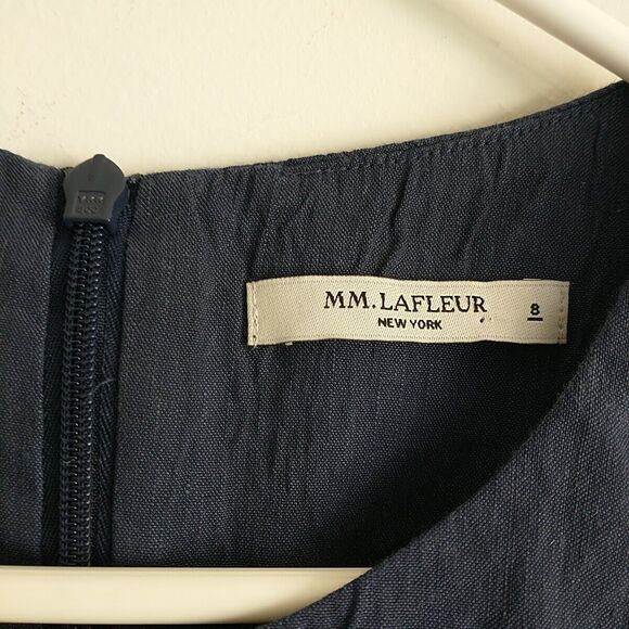 MM LAFLEUR Top Tunic Blouse Women 8 Blue The Angelina Stretch Linen Blend Office - Picture 6 of 7